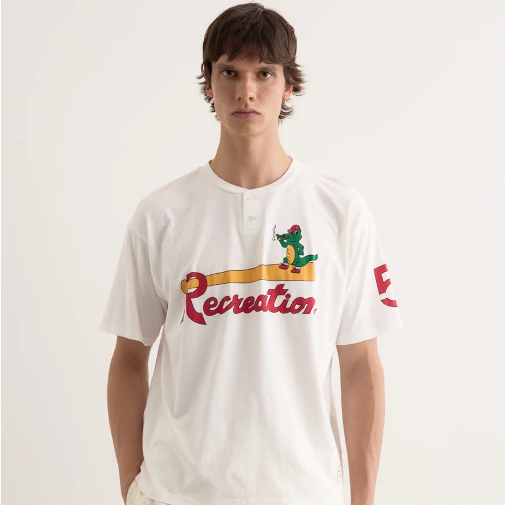 BODE Medium Recreation Graphic Henley T-Shirt - White